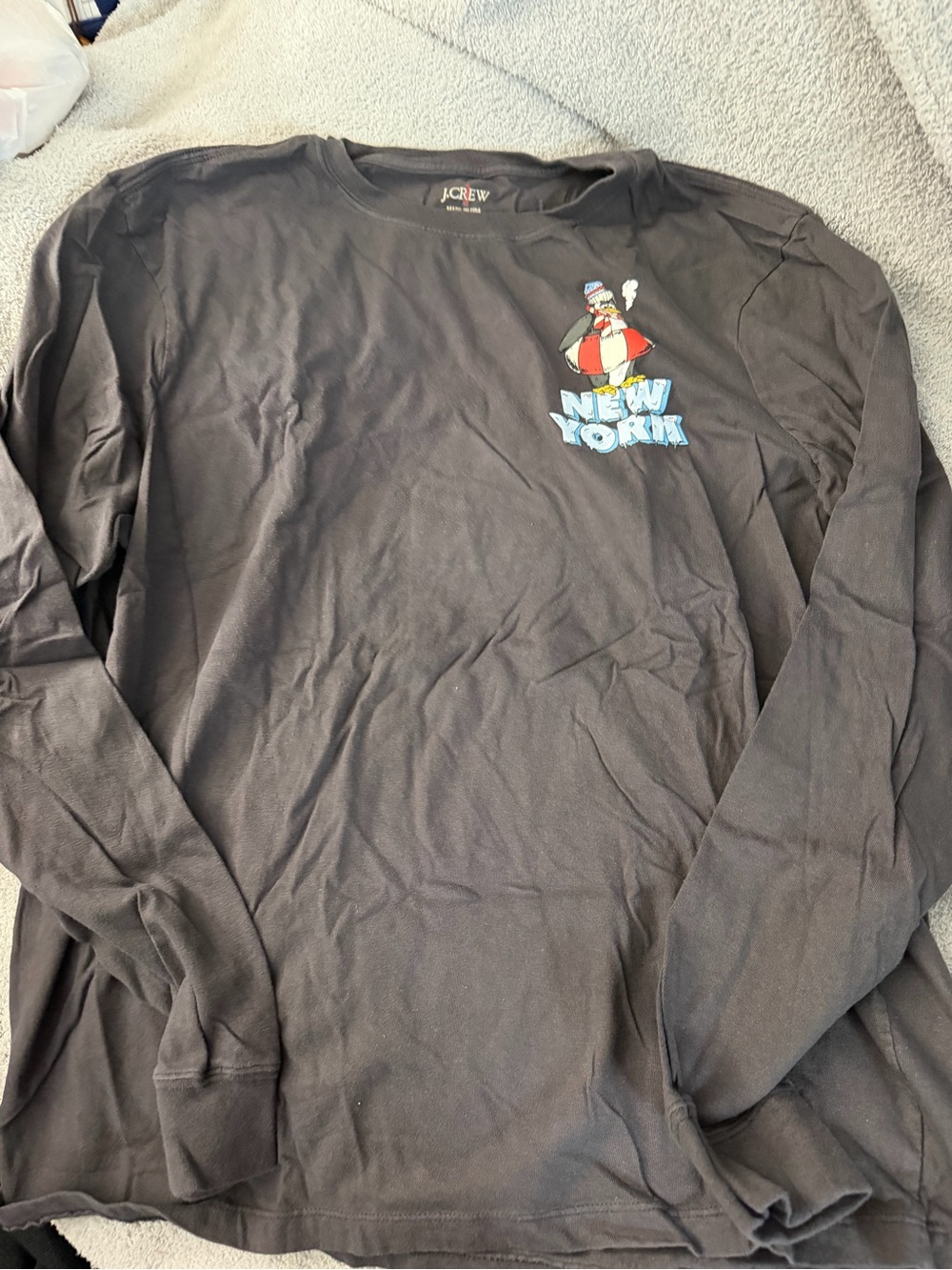 J. Crew Men’s Black Long-Sleeve Graphic Tee - New York Logo XL
